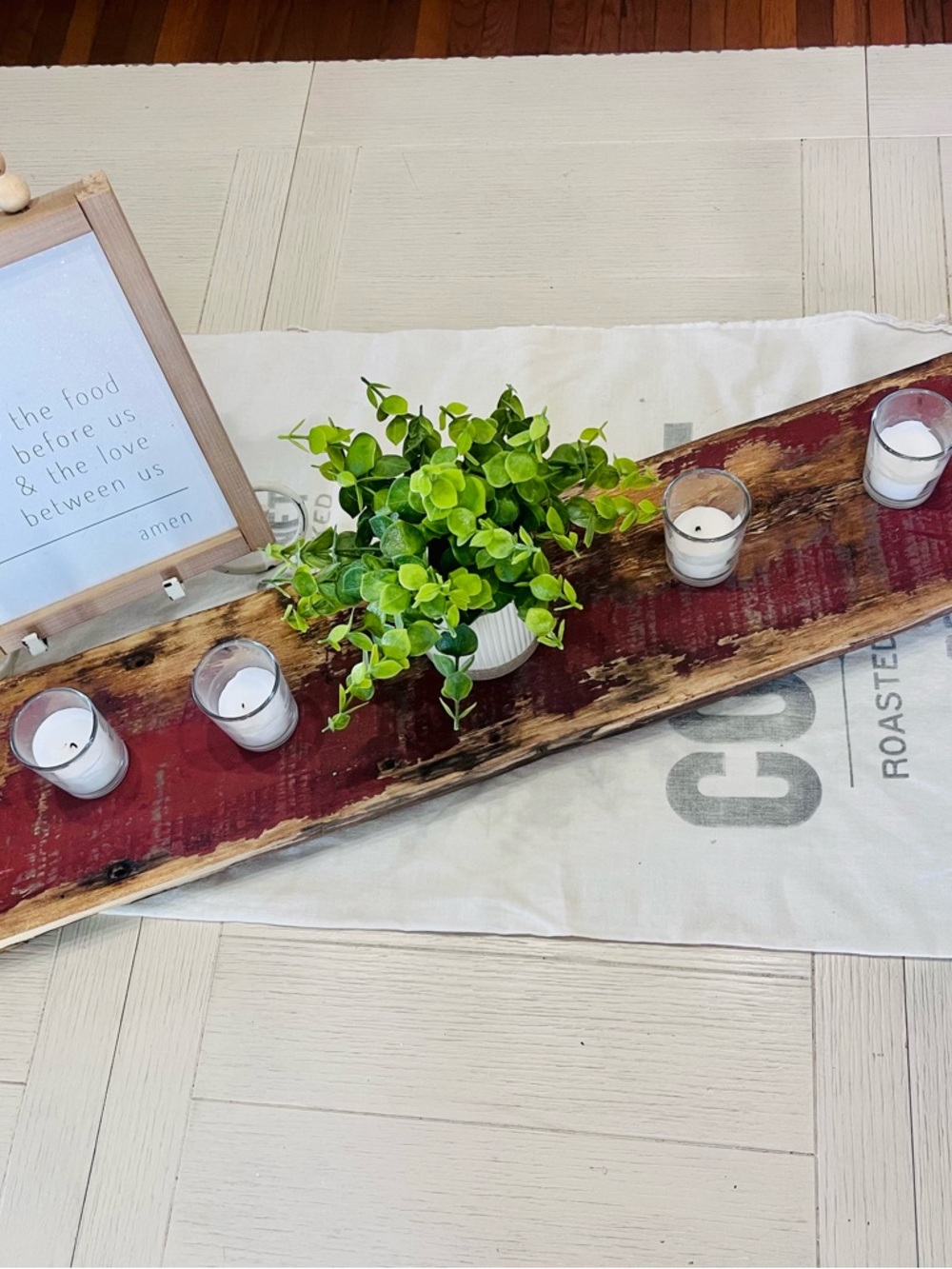 Rustic Barn Wood Long Raised Tray for Kitchen Island Centerpiece Mantle Decor - Picture 4 of 11